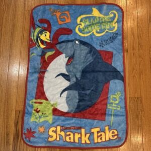 Vintage 2004 Dreamworks Shark Tale Oscar Lenny Throw Blanket Kids Cozy Fluffy